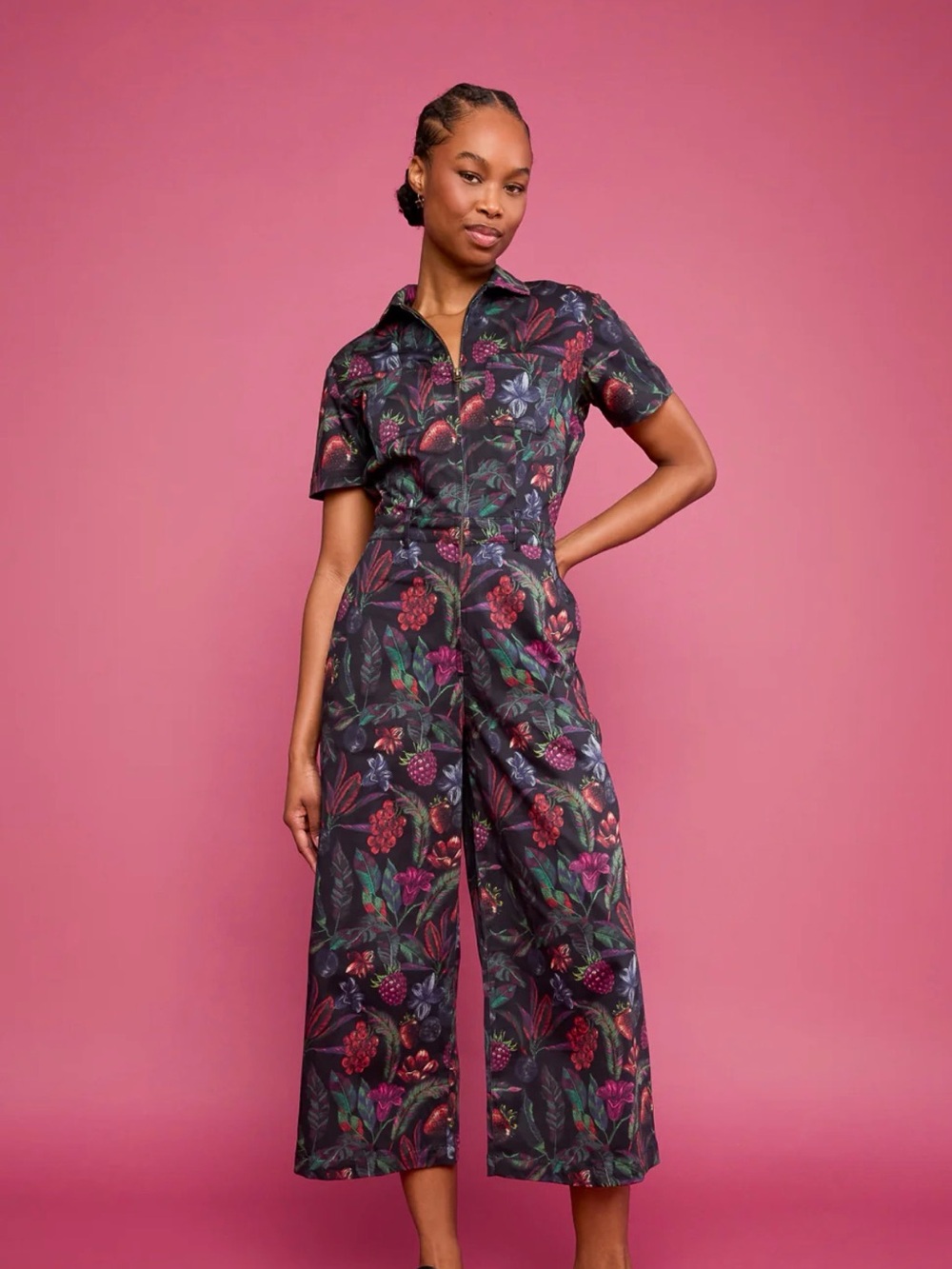 Mixed by Nasrin Juniper Print Short-Sleeve Jumpsuit  XS